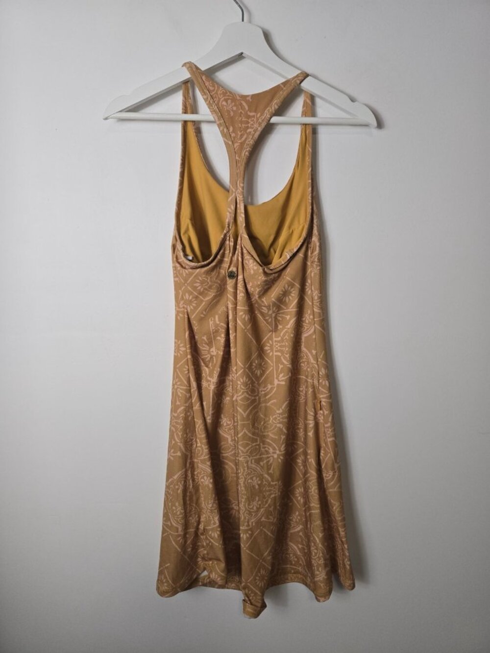 Prana Size S Opal Sleeveless V-Neck Athletic Dress Racerback Geo Toffee Print - Picture 7 of 10